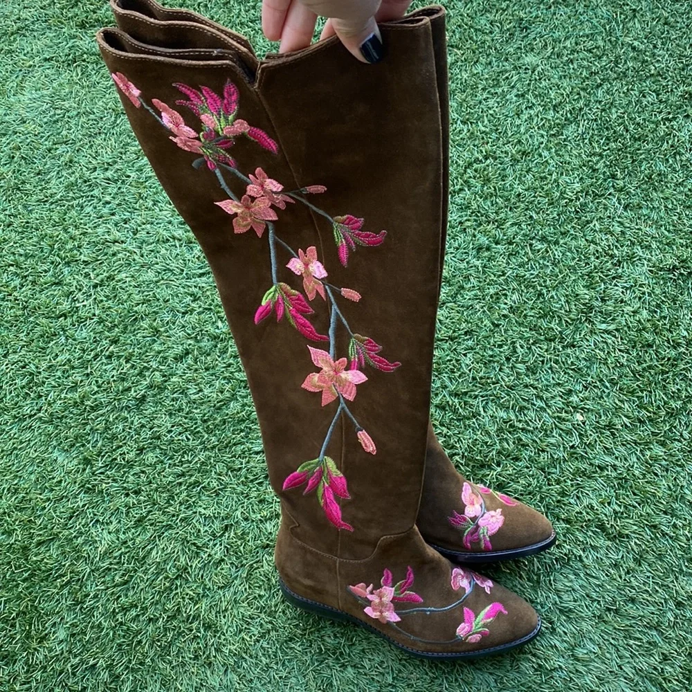 Ash “Jess Ter” Embroidered Suede Boots